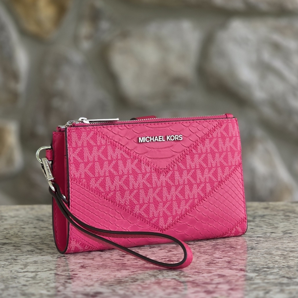 Michael Kors Jet Set Pink Double Zip Wristlet